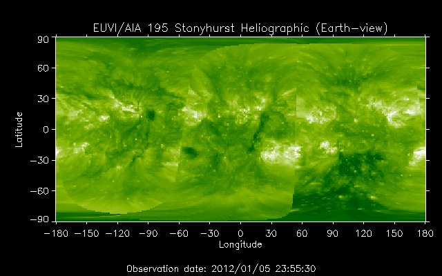 EUVI 195 heliographic map