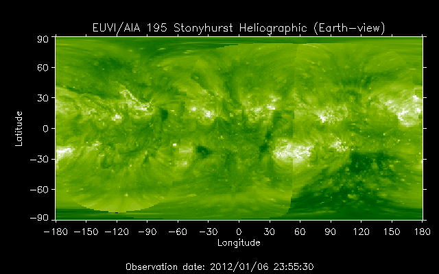 EUVI 195 heliographic map