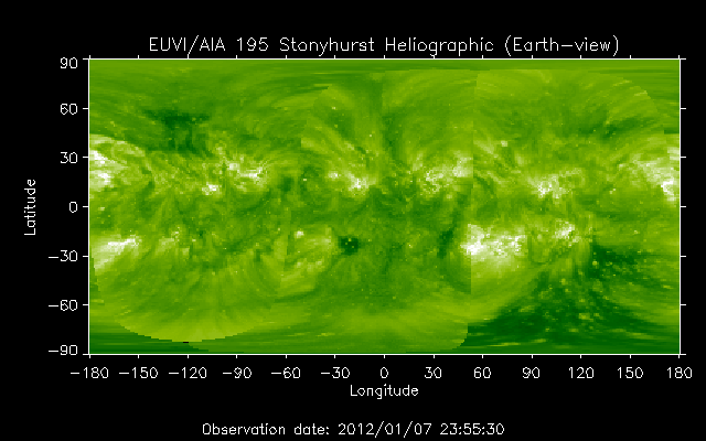 EUVI 195 heliographic map