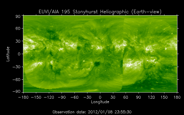 EUVI 195 heliographic map