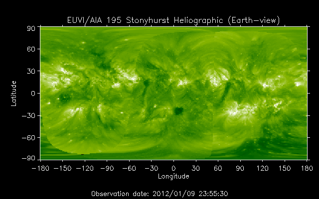 EUVI 195 heliographic map