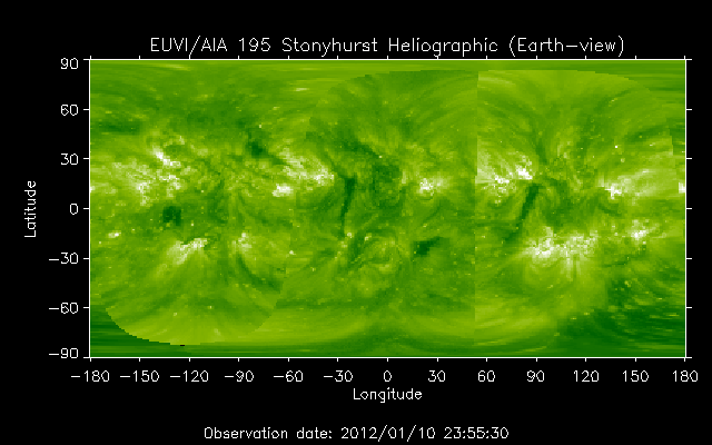 EUVI 195 heliographic map