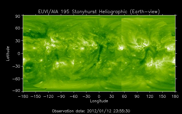EUVI 195 heliographic map