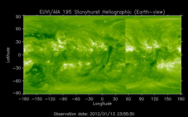 EUVI 195 heliographic map