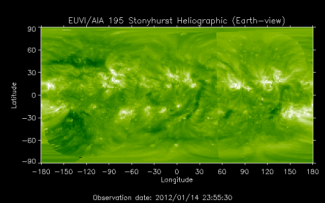 EUVI 195 heliographic map