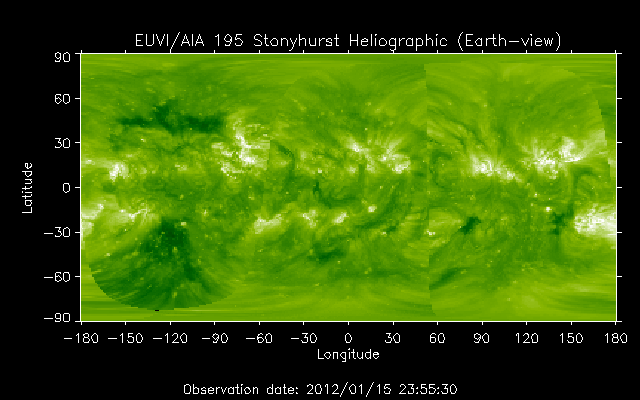 EUVI 195 heliographic map