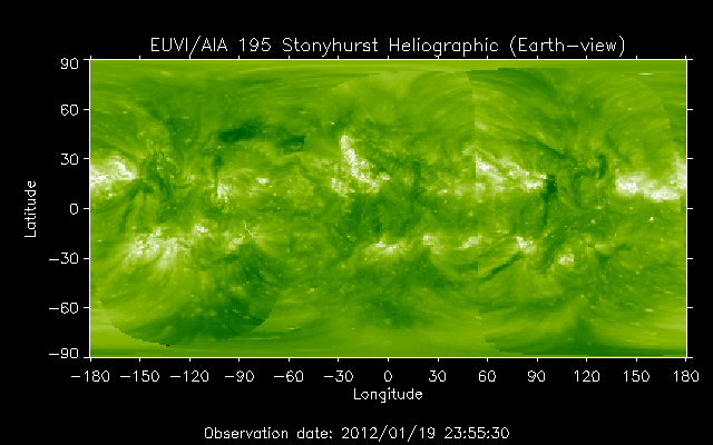 EUVI 195 heliographic map