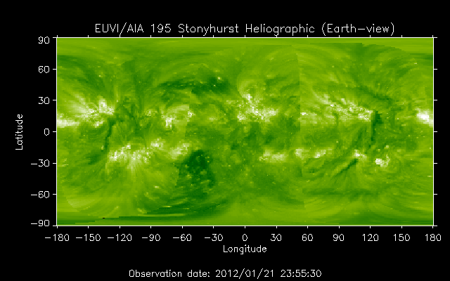 EUVI 195 heliographic map