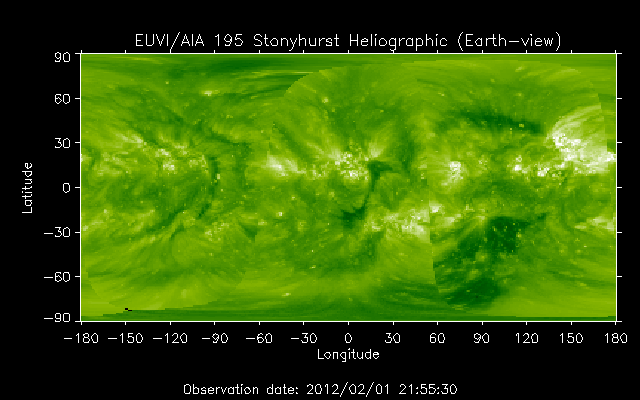 EUVI 195 heliographic map