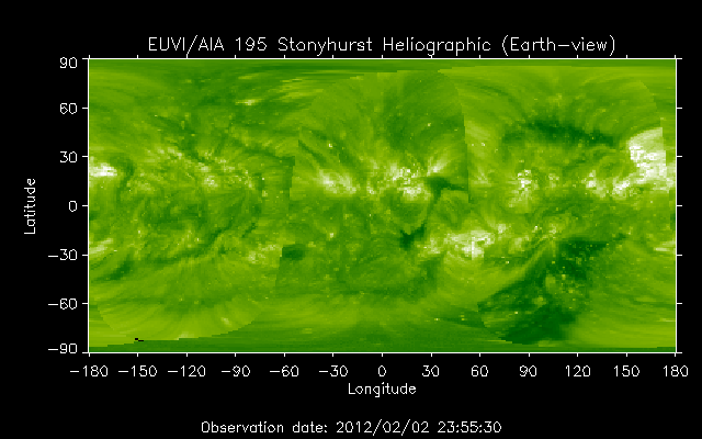 EUVI 195 heliographic map