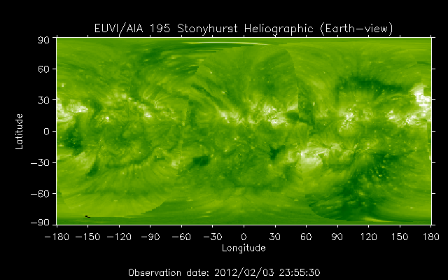EUVI 195 heliographic map