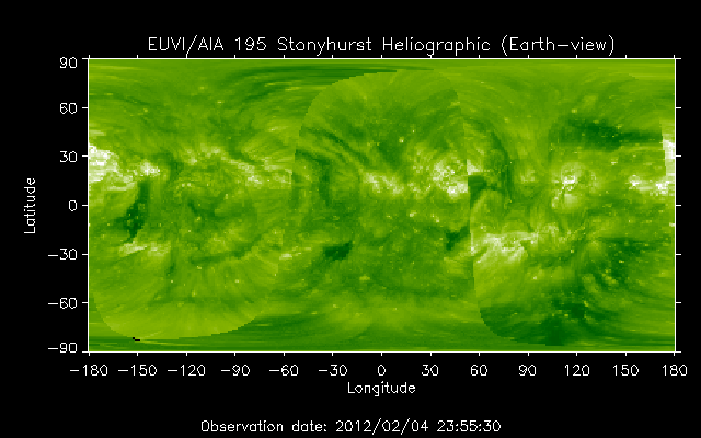 EUVI 195 heliographic map