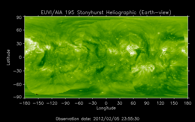 EUVI 195 heliographic map