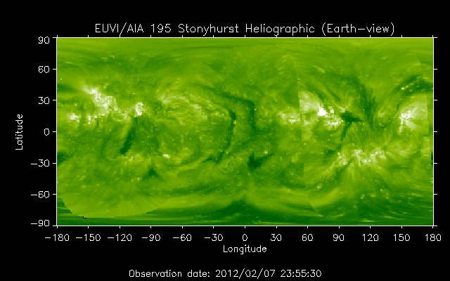 EUVI 195 heliographic map