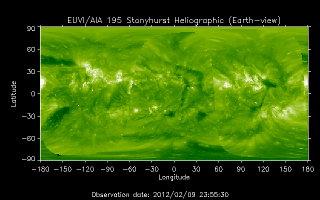 EUVI 195 heliographic map