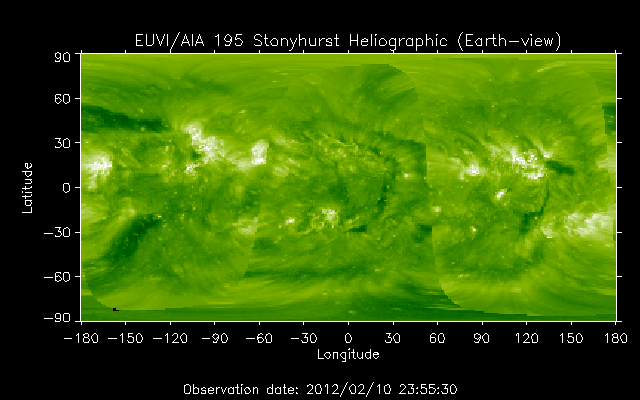 EUVI 195 heliographic map