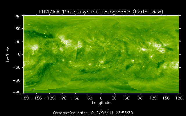 EUVI 195 heliographic map