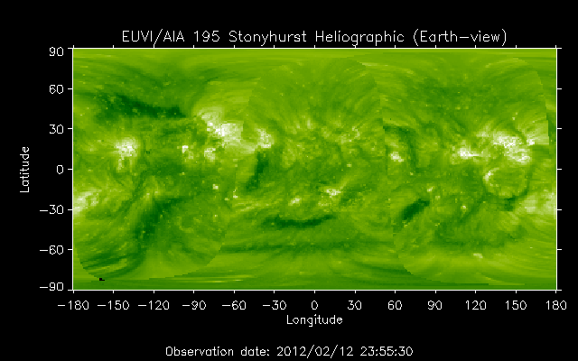EUVI 195 heliographic map
