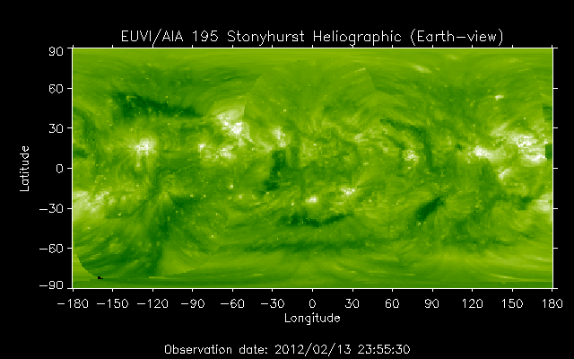 EUVI 195 heliographic map