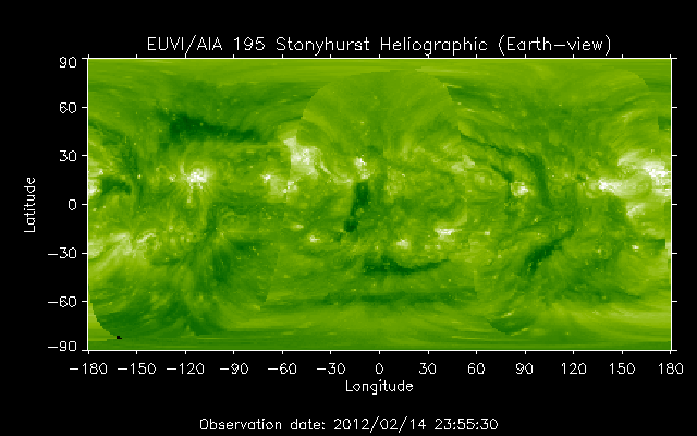 EUVI 195 heliographic map