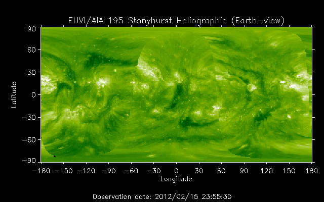 EUVI 195 heliographic map