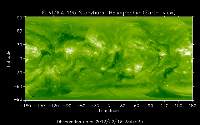 EUVI 195 heliographic map
