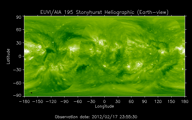 EUVI 195 heliographic map