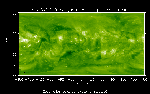 EUVI 195 heliographic map