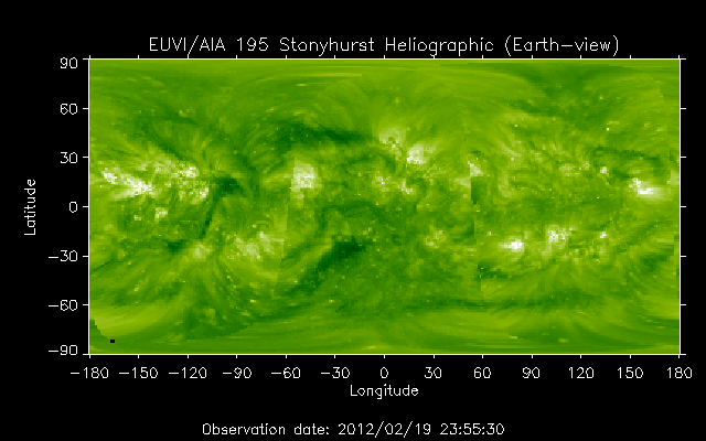 EUVI 195 heliographic map