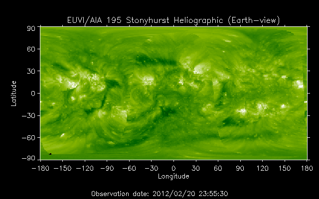 EUVI 195 heliographic map