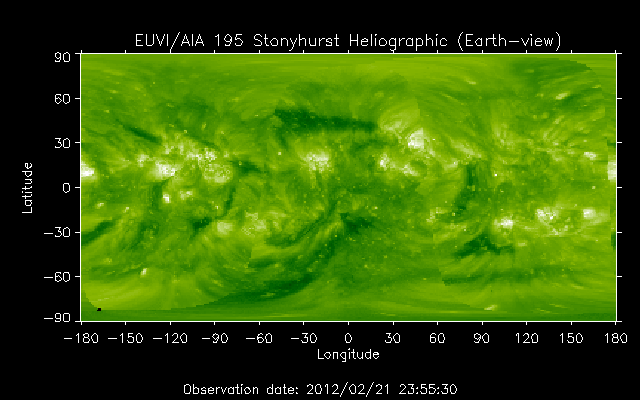 EUVI 195 heliographic map