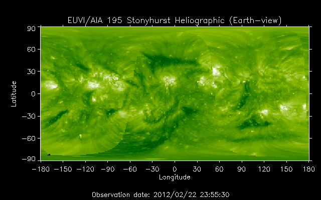 EUVI 195 heliographic map