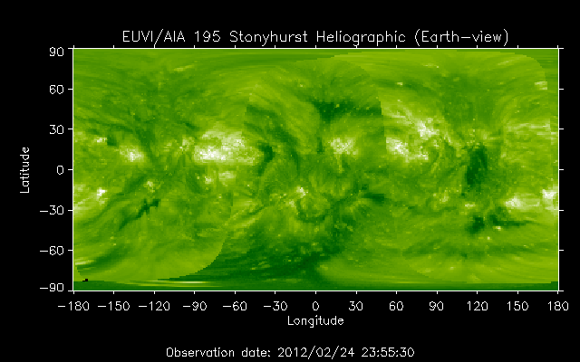 EUVI 195 heliographic map