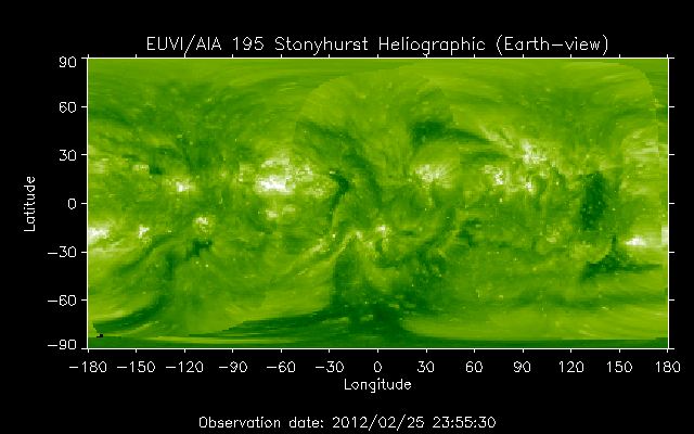 EUVI 195 heliographic map