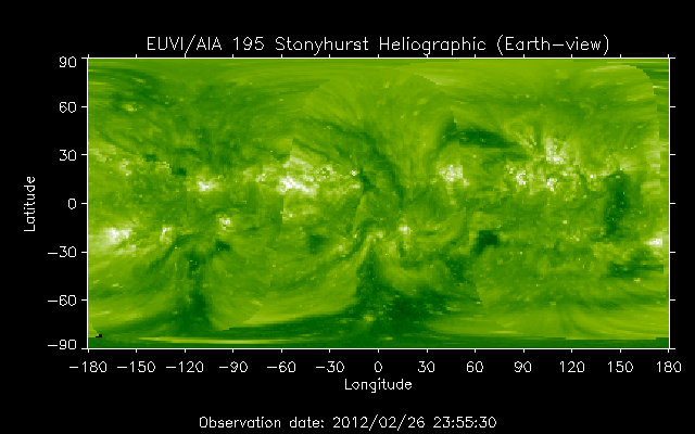 EUVI 195 heliographic map