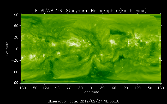 EUVI 195 heliographic map