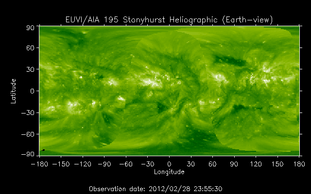 EUVI 195 heliographic map