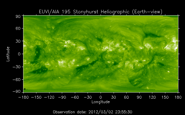 EUVI 195 heliographic map