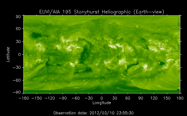 EUVI 195 heliographic map
