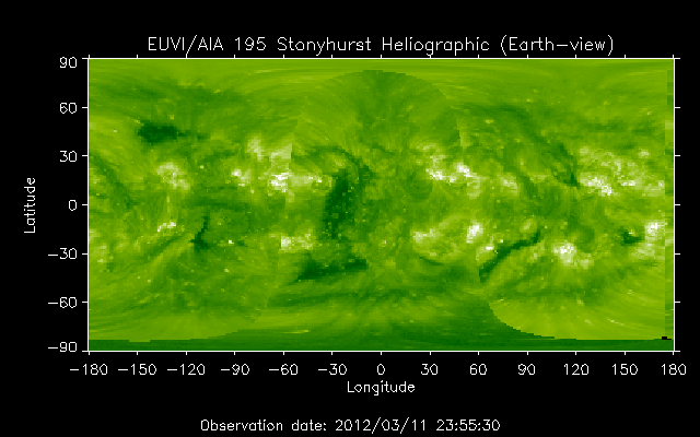 EUVI 195 heliographic map