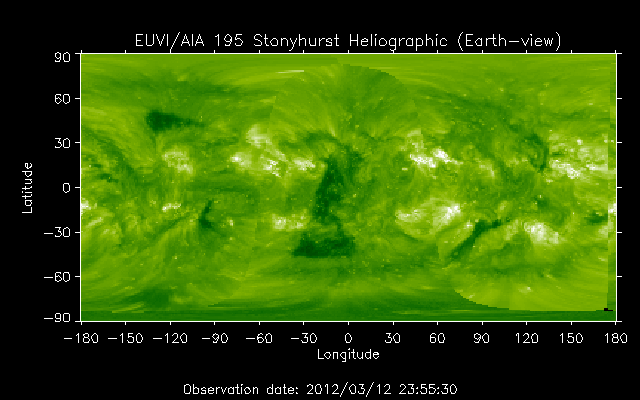 EUVI 195 heliographic map