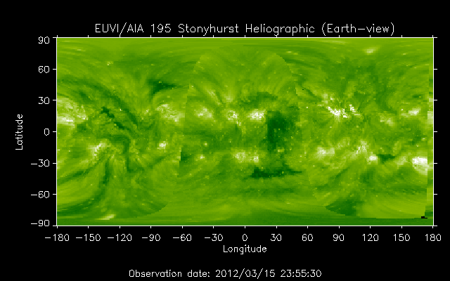 EUVI 195 heliographic map