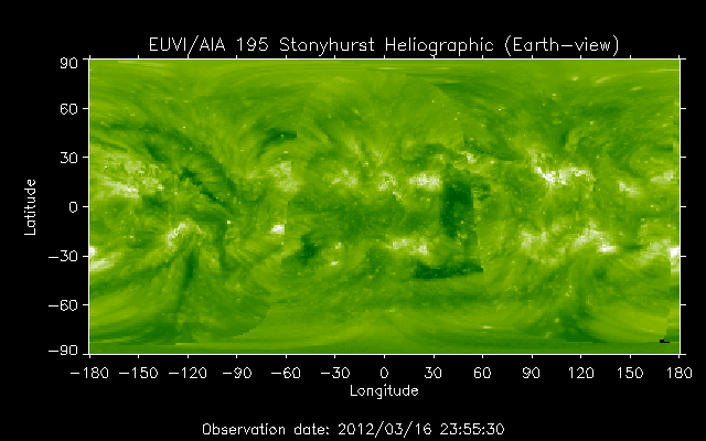 EUVI 195 heliographic map