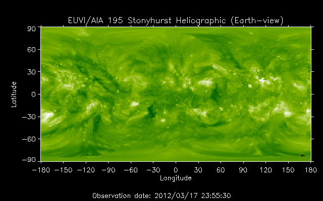 EUVI 195 heliographic map
