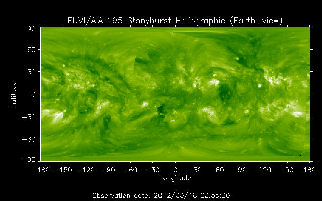EUVI 195 heliographic map