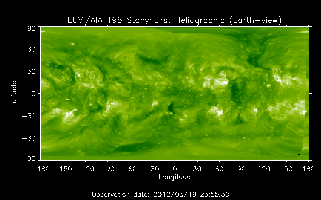 EUVI 195 heliographic map