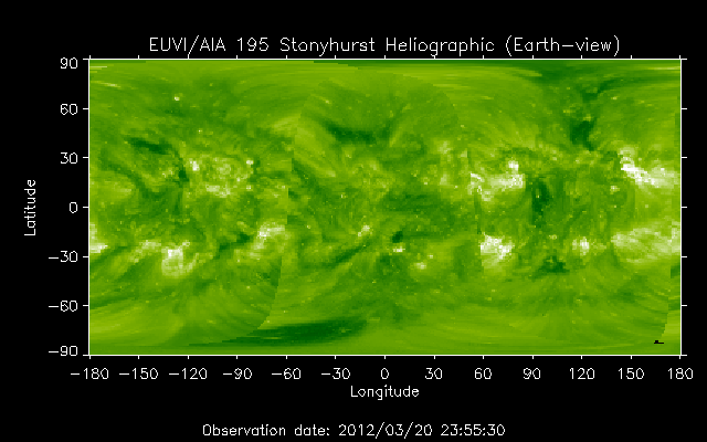 EUVI 195 heliographic map