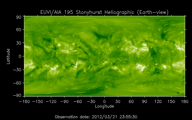 EUVI 195 heliographic map