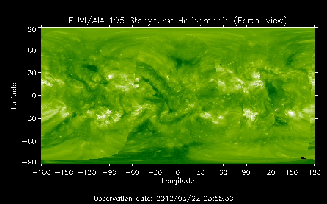 EUVI 195 heliographic map
