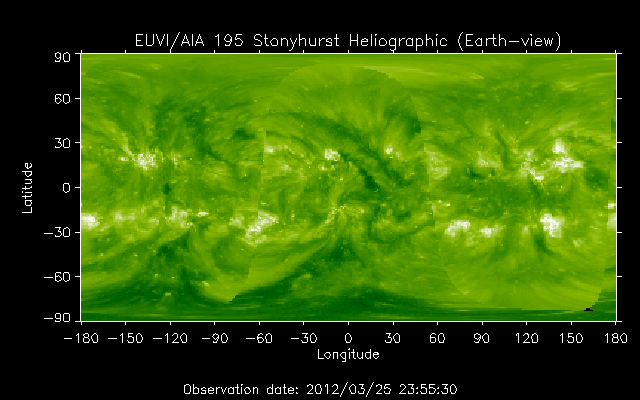 EUVI 195 heliographic map